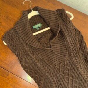 Vintage Ralph Lauren Chocolate Brown Cable Knit Sweater Vest 100% Cotton